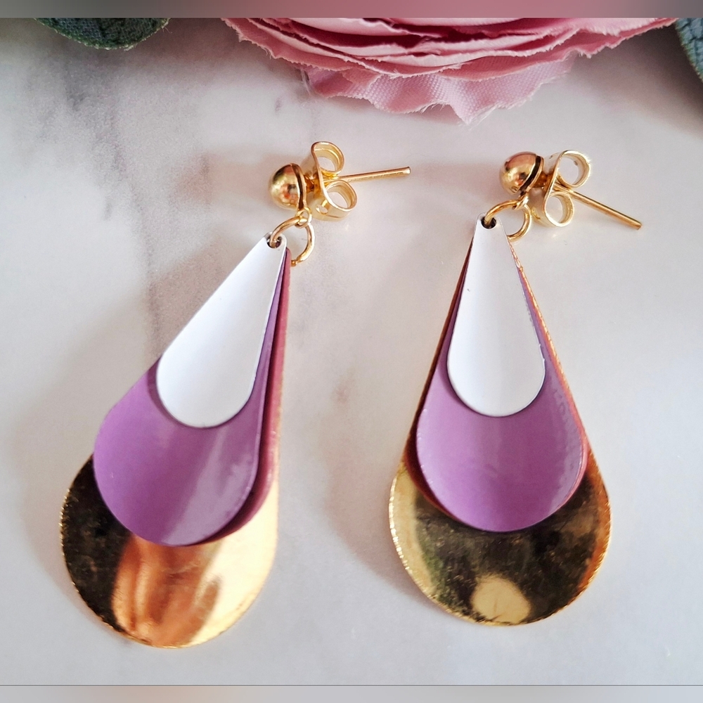 Vintage 80s ✨️💜Stylish Teardrop Earrings